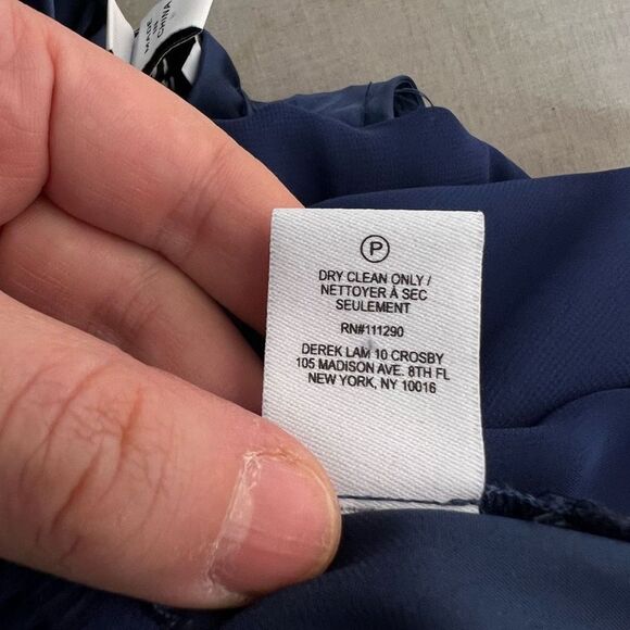 Derek Lam Sleeveless Cinched Pleated Neckline Tassel Blue Satin Midi Dress Sz 4 - Picture 9 of 9